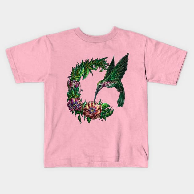 Hummingbird Kids T-Shirt by k33nArt